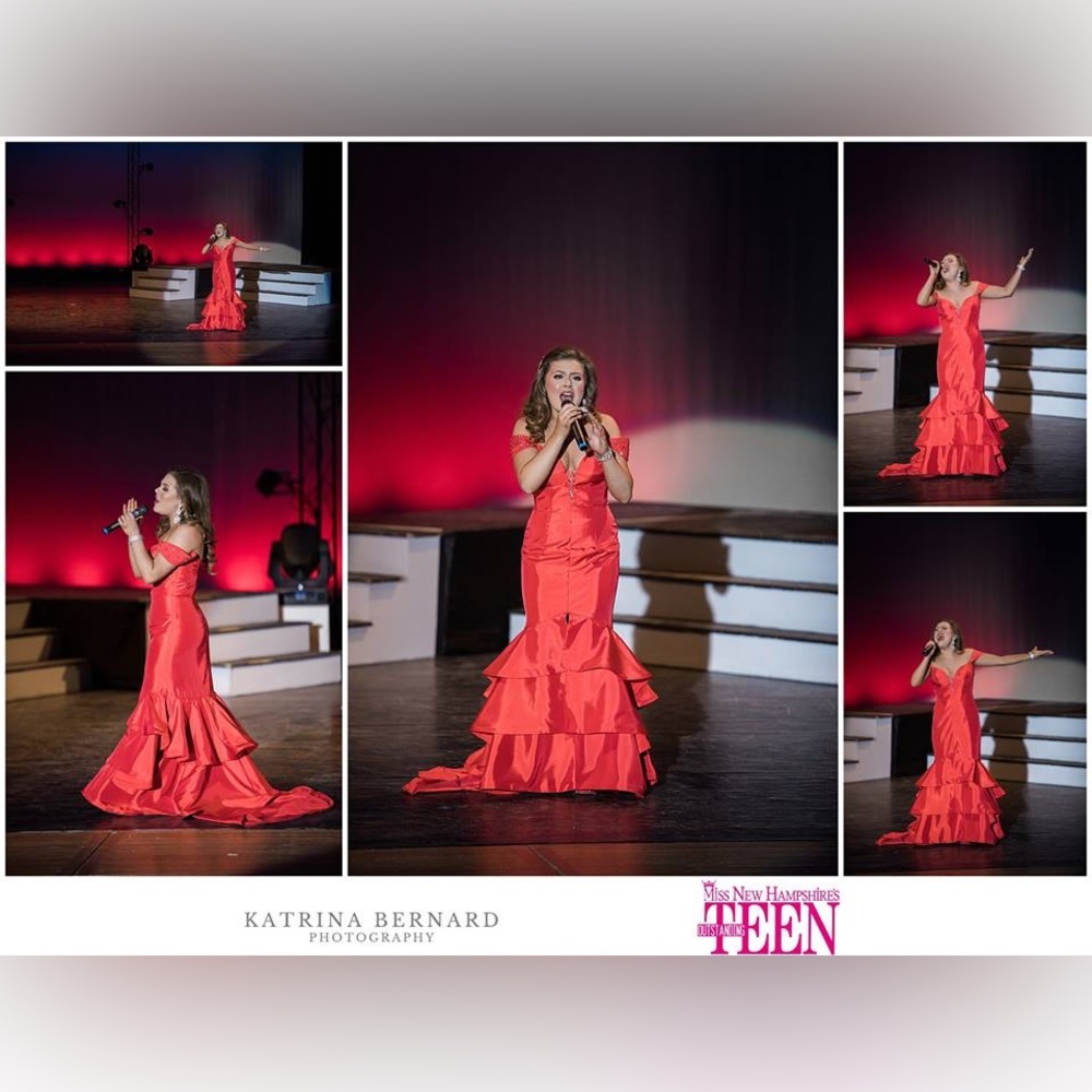 Sherri Hill Red Gown with Swarovski hand embellished modesty panel and sleeves